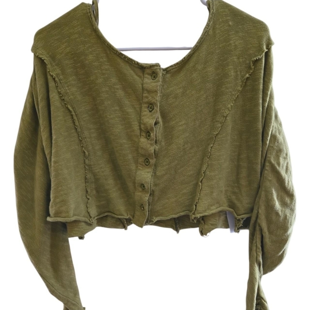 Urban Outfitters Olive Button-Up Crop Top SZ S